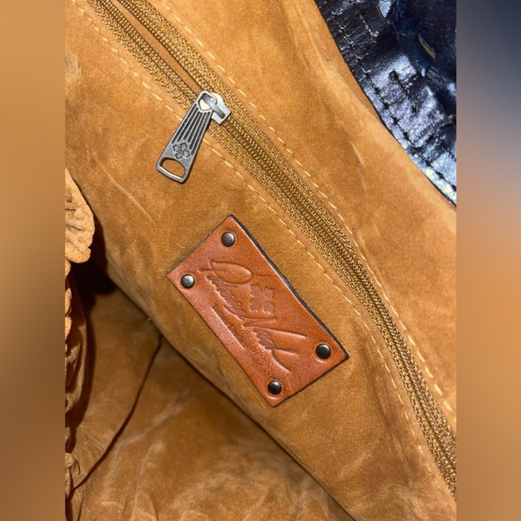 Patricia Nash Black Leather Chain Floral Handbag - Picture 3 of 4